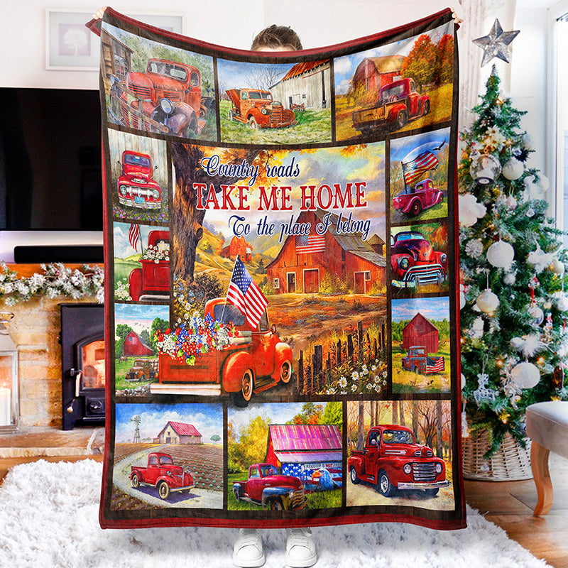 Country Way Red Truck Blanket