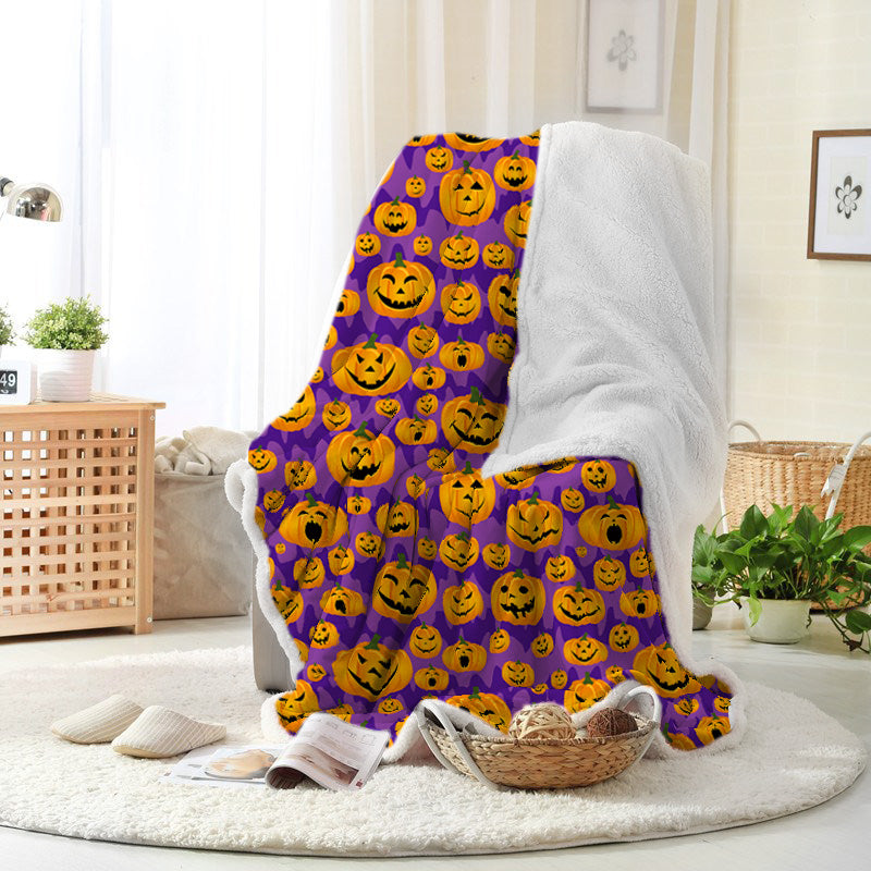 Jollyvogue Halloween Pumpkin Purple Variety Of Pumpkin Expressions Halloween Blanket 2022 Soft Sherpa And Fleece Blanket