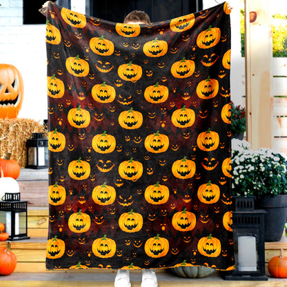 Jollyvogue Halloween Pumpkin Scary Smiley Halloween Blanket 2022 Soft Sherpa And Fleece Blanket