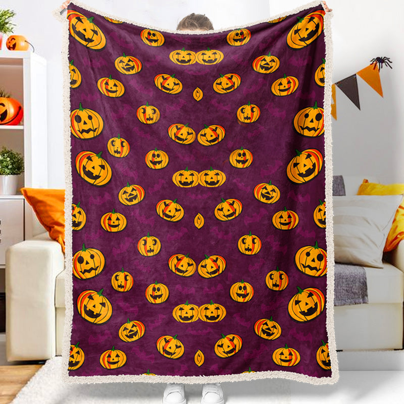 Jollyvogue Halloween Pumpkin Symmetrical Yellow Pumpkin Halloween Blanket 2022 Soft Sherpa And Fleece Blanket