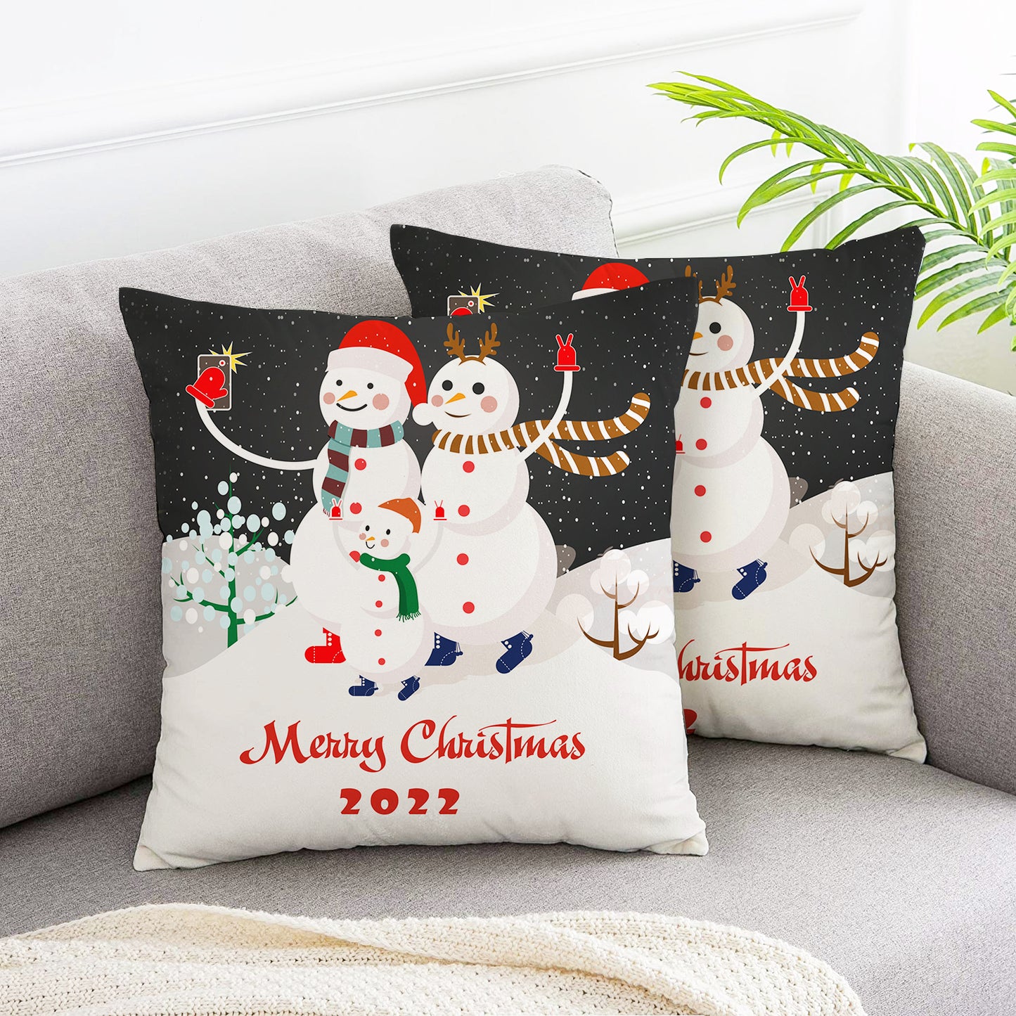 Snowman Family Christmas pillow covers 2pcs