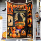 Halloween Black Cat Witch Pumpkin Throw Soft Cozy Sherpa Fleece Blanket