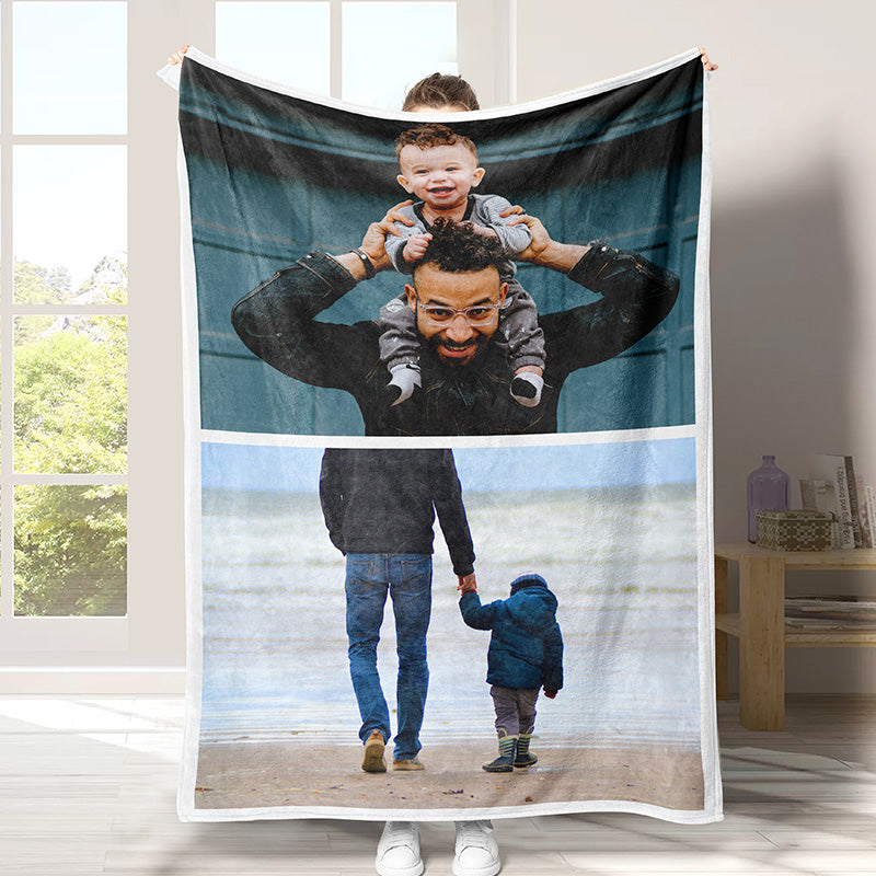 Personalized Photo Blanket 2 Photos for Dad