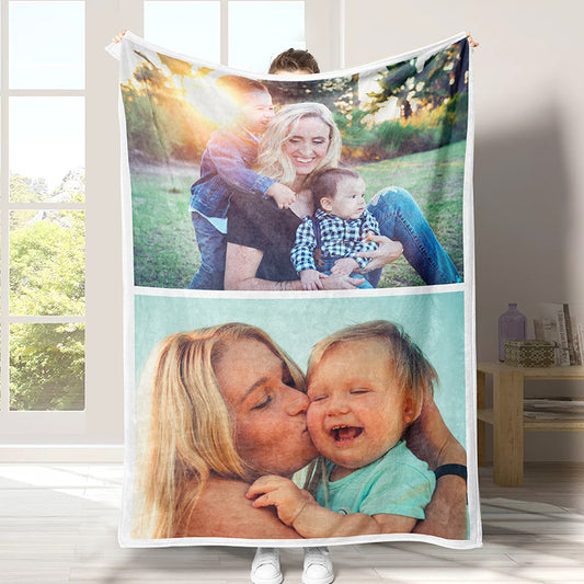 Personalized Photo Blanket 2 Photos for Mom