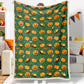 Jollyvogue Halloween Pumpkin Cartoon Green Background Celebrating Halloween Halloween Blanket 2022 Soft Sherpa And Fleece Blanket