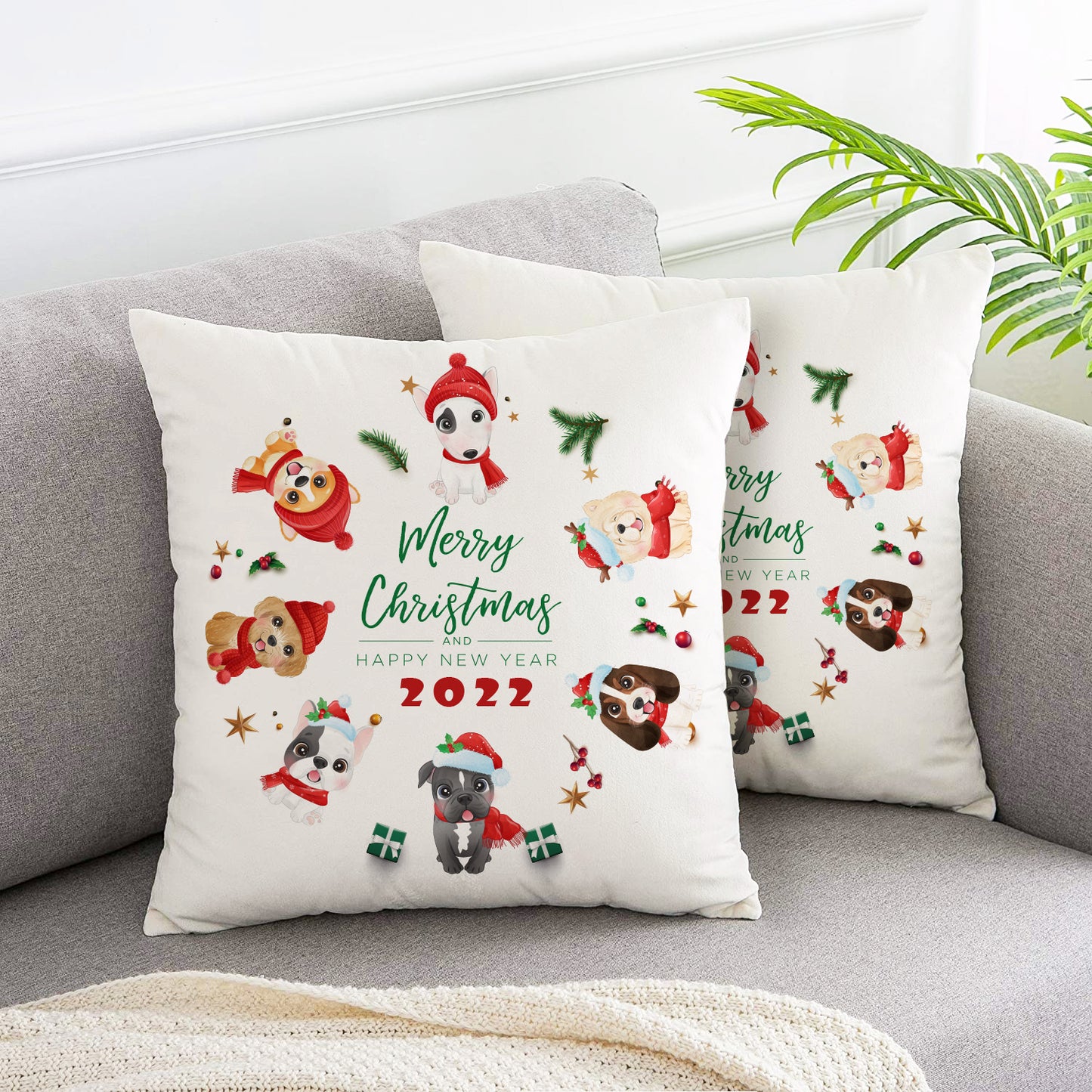 Looped Christmas Pet pillow covers 2pcs