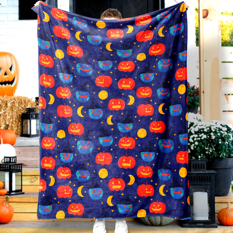 Jollyvogue Halloween Cartoon Pumpkin Moon Star Memorial  Halloween Blanket 2022 Soft Sherpa And Fleece Blanket