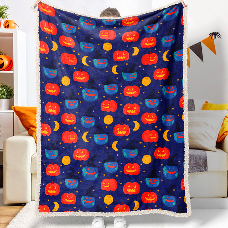 Jollyvogue Halloween Cartoon Pumpkin Moon Star Memorial  Halloween Blanket 2022 Soft Sherpa And Fleece Blanket