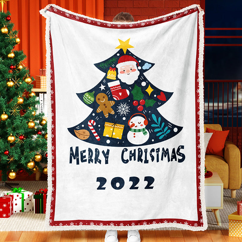 Green Christmas Tree Silhouette Celebration Blanket