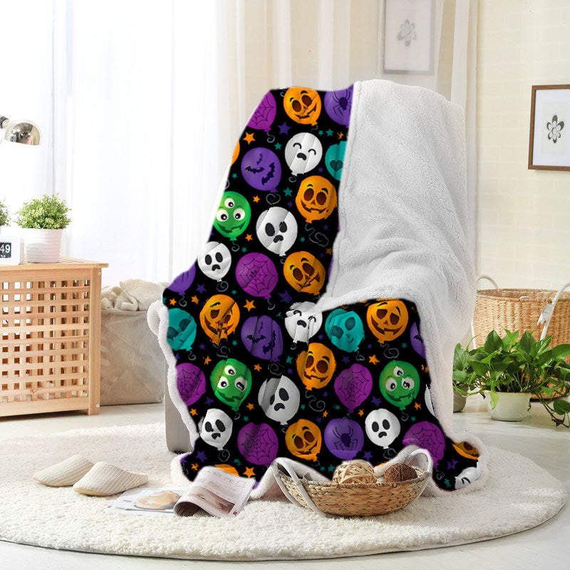 Jollyvogue Halloween Colorful Balloons Skull Spider Celebrating Halloween Halloween Blanket 2022 Soft Sherpa And Fleece Blanket