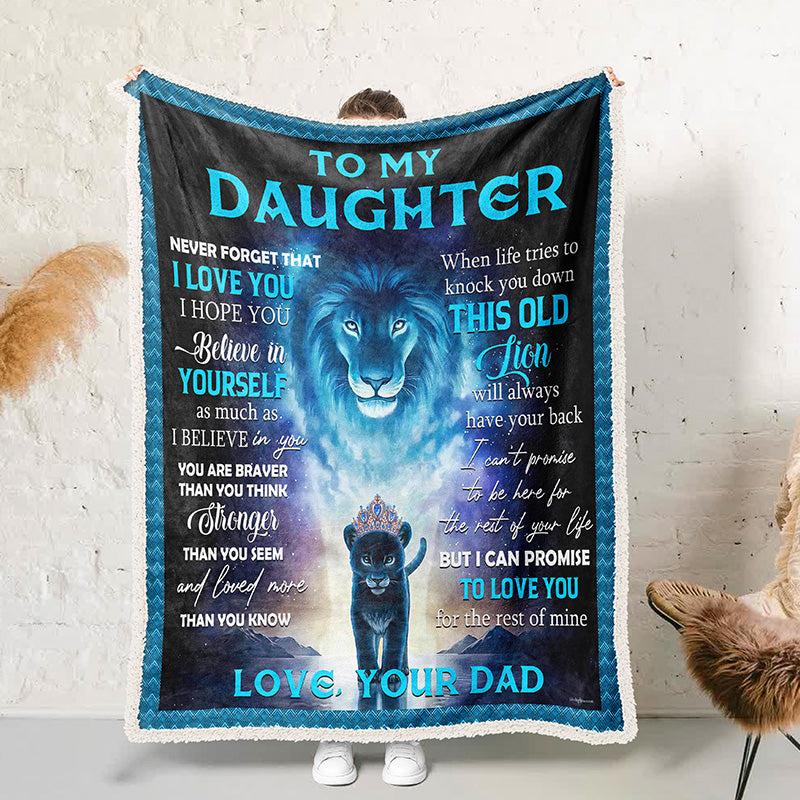 Personalized Blanket To My Daughter Dad Love You Lion Blanket