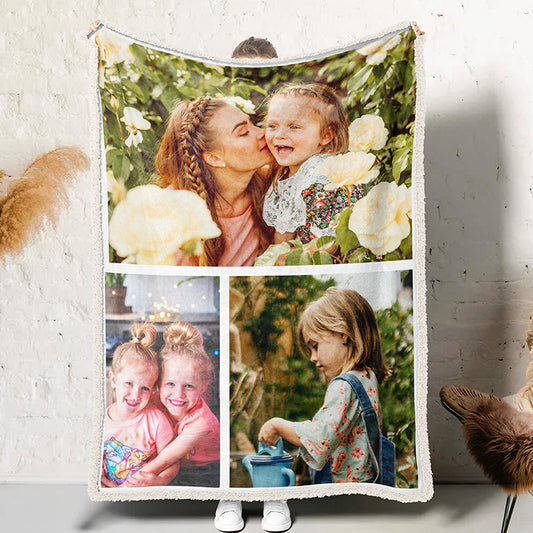 Personalized Photo Blanket 3 Photos Gift for Daughter