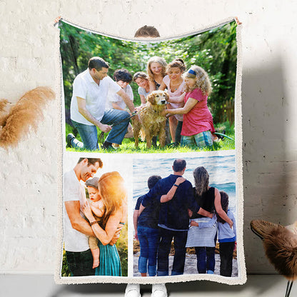 Personalized Photo Blanket 3 Photos Gift for Family