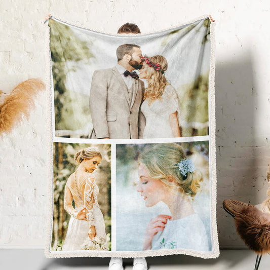 Personalized Photo Blanket 3 Photos Gift for Lovers