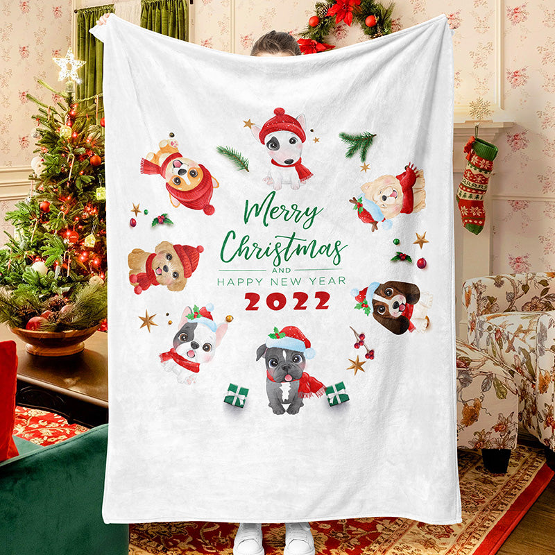 Looped Christmas Pet Blanket Pug Christmas Blanket