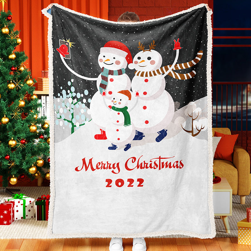 Snowman Family Christmas Blanket Snowman Quilt