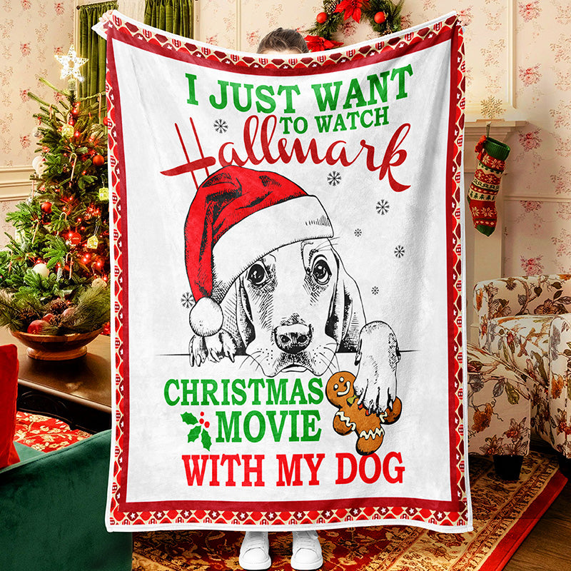 Christmas Dog Sketch Portrait Blanket