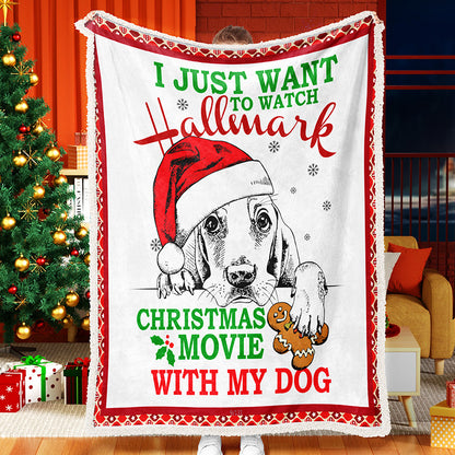 Christmas Dog Sketch Portrait Blanket