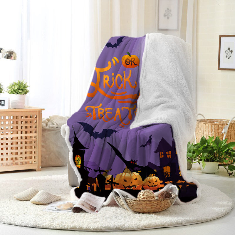 Jollyvogue Halloween Trick Or Treat Bat Pumpkin Castle Memorial Halloween Blanket 2022 Soft Sherpa And Fleece Blanket