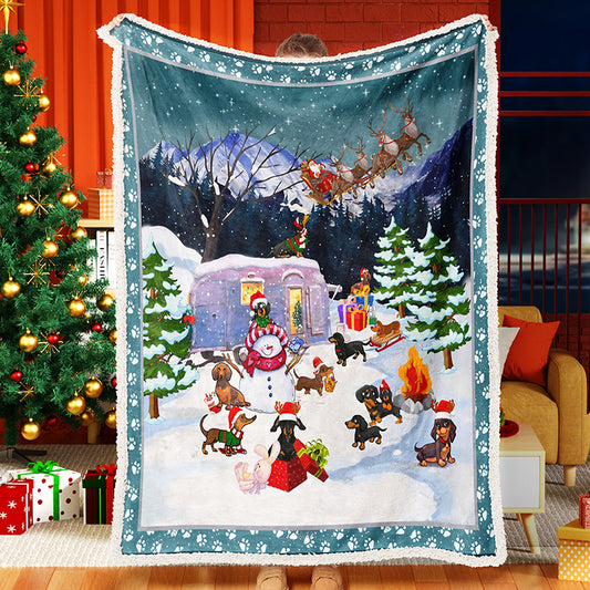Cartoon Snowman Puppy Christmas Celebration Blanket snowman quilt