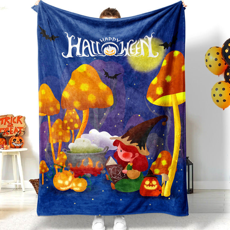 Jollyvogue Halloween Cartoon Mushroom Little Girl Fairy Tale World Commemorate Halloween Halloween Blanket 2022 Soft Sherpa And Fleece Blanket