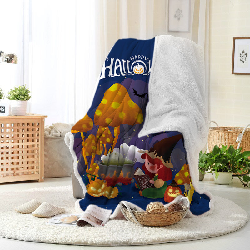 Jollyvogue Halloween Cartoon Mushroom Little Girl Fairy Tale World Commemorate Halloween Halloween Blanket 2022 Soft Sherpa And Fleece Blanket