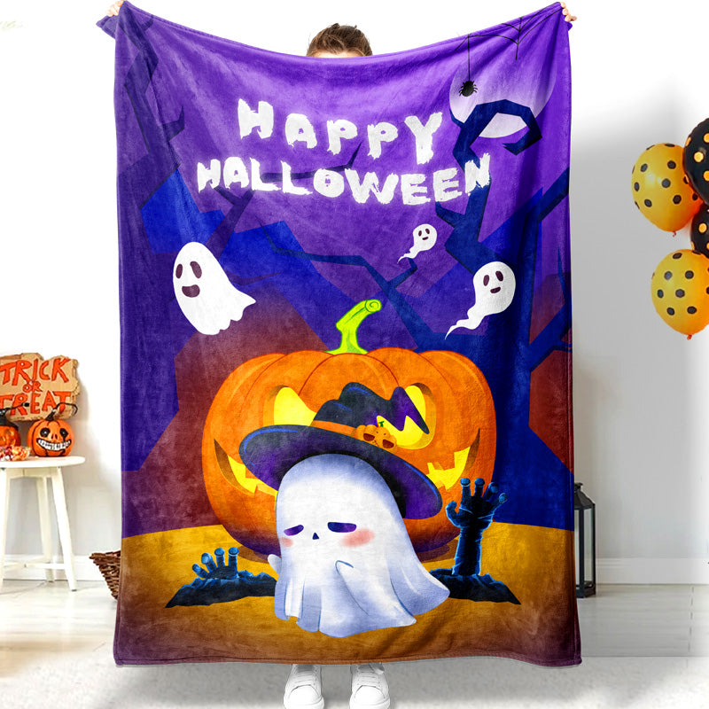 Jollyvogue Halloween Cartoon Ghost Pumpkin Happy Halloween Halloween Blanket 2022 Soft Sherpa And Fleece Blanket