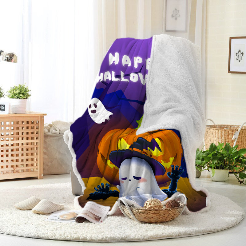 Jollyvogue Halloween Cartoon Ghost Pumpkin Happy Halloween Halloween Blanket 2022 Soft Sherpa And Fleece Blanket