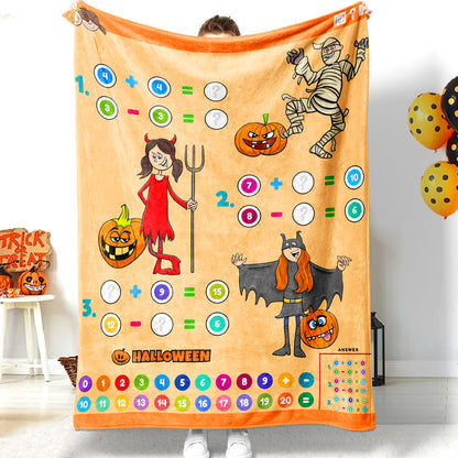 Jollyvogue Halloween Cartoon Witch Pumpkin Mummy Counting Memorial Halloween Halloween Blanket 2022 Soft Sherpa And Fleece Blanket