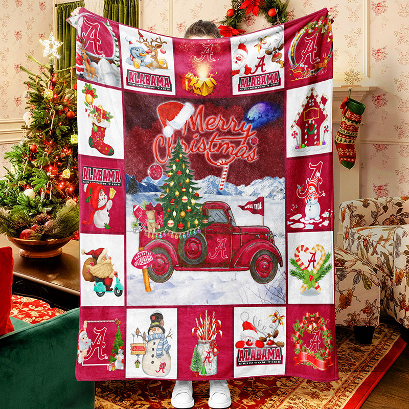 Christmas Tree Truck Patchwork Celebration Blanket