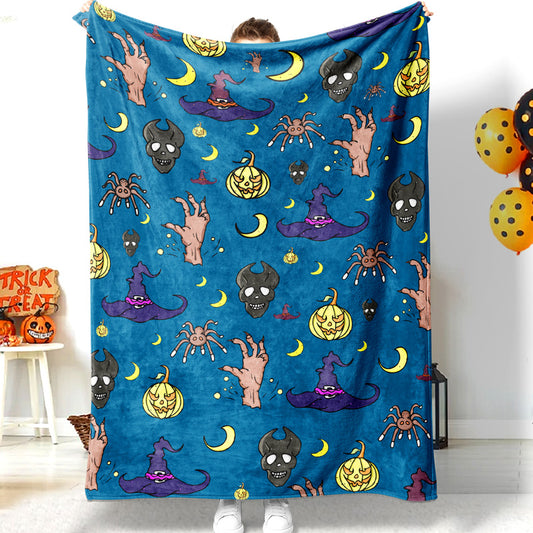 Jollyvogue Halloween Pumpkin Tombstone Hand Spider Halloween Memorial Halloween Blanket 2022 Soft Sherpa And Fleece Blanket