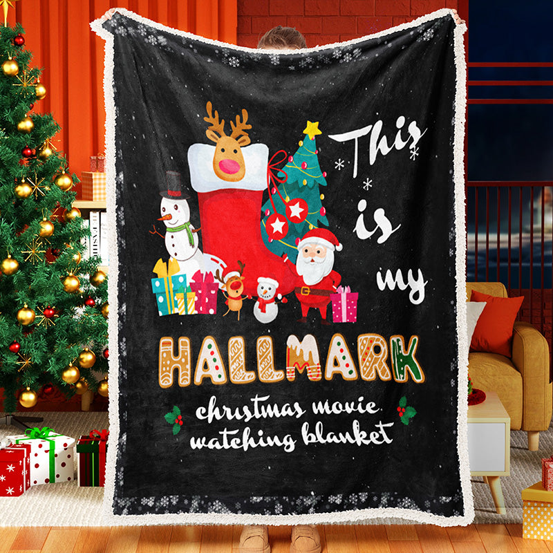 Christmas Gift Black Background Celebration Hallmark Blanket