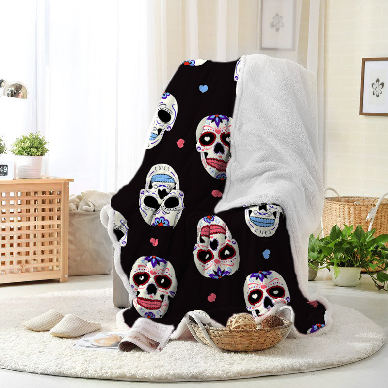 Jollyvogue Halloween Colorful Skull Smiling Hearts Halloween Design Halloween Blanket 2022 Soft Sherpa And Fleece Blanket