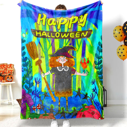 Jollyvogue Halloween Colorful Skull Print Halloween Halloween Blanket 2022 Soft Sherpa And Fleece Blanket