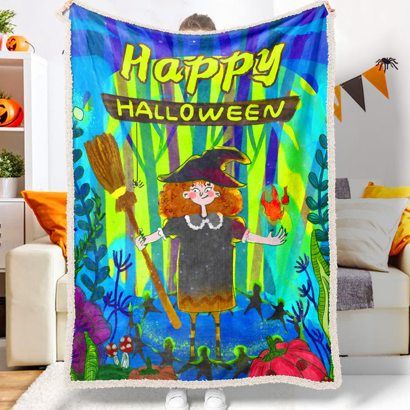 Jollyvogue Halloween Colorful Skull Print Halloween Halloween Blanket 2022 Soft Sherpa And Fleece Blanket