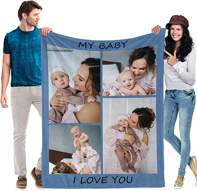Personalized Photo Blanket 4 Photos for Mom
