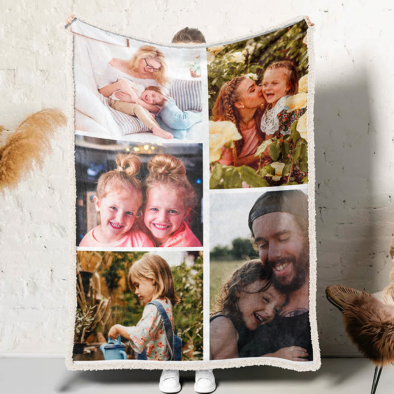 Personalized Photo Blanket 5 Photos Gift for Daughter