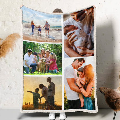 Personalized Photo Blanket 5 Photos Gift for Family