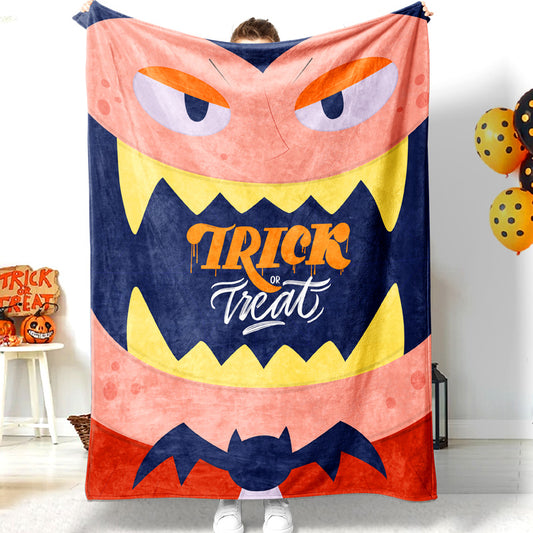 Jollyvogue Halloween Fangs Trick Or Treat To Celebrate Halloween Halloween Blanket 2022 Soft Sherpa And Fleece Blanket