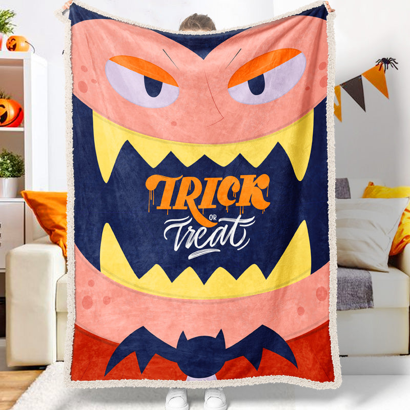 Jollyvogue Halloween Fangs Trick Or Treat To Celebrate Halloween Halloween Blanket 2022 Soft Sherpa And Fleece Blanket