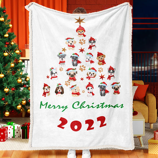 Pet Christmas Tree Cute Christmas Blanket Pug Christmas Tree Blanket