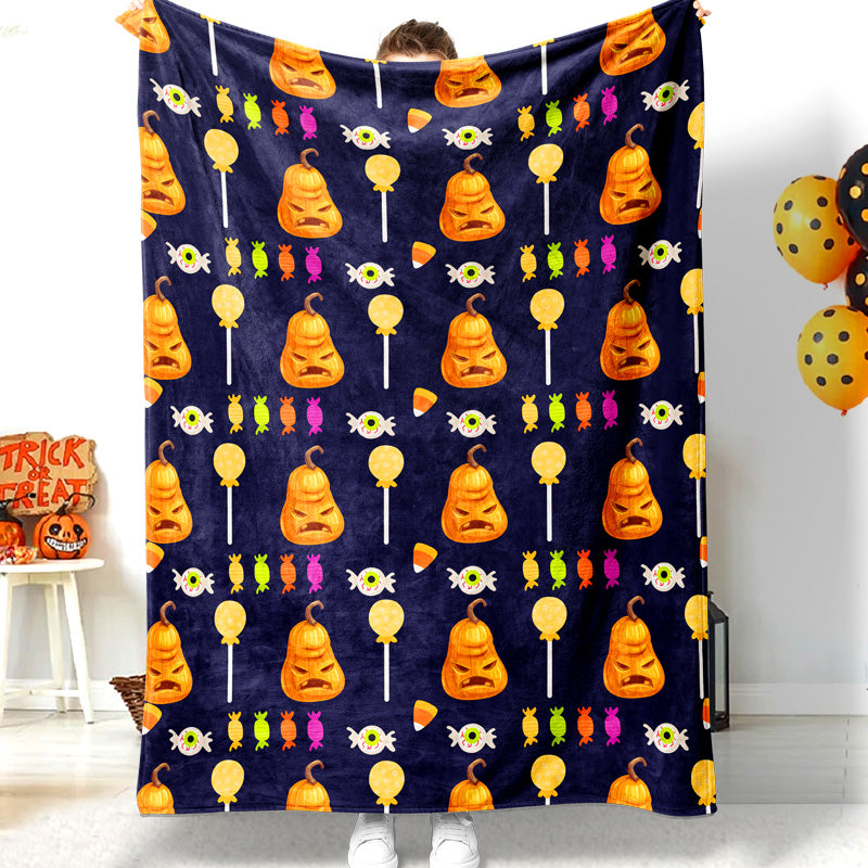 Halloween Pumpkin Candy Lollipop Halloween Blanket