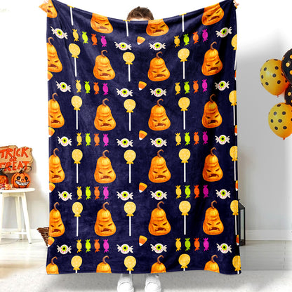 Halloween Pumpkin Candy Lollipop Halloween Blanket