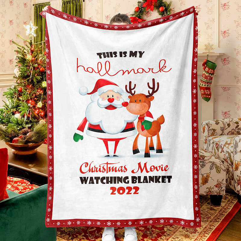 Santa With Elk Celebration Blanket