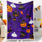 Halloween Pumpkin Black Castle Ghost Skeleton Purple Halloween Blanket