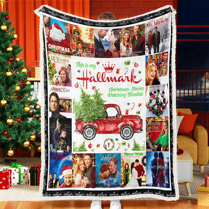 Truck Christmas Tree Christmas Movie Poster Fleece Sherpa Blanket