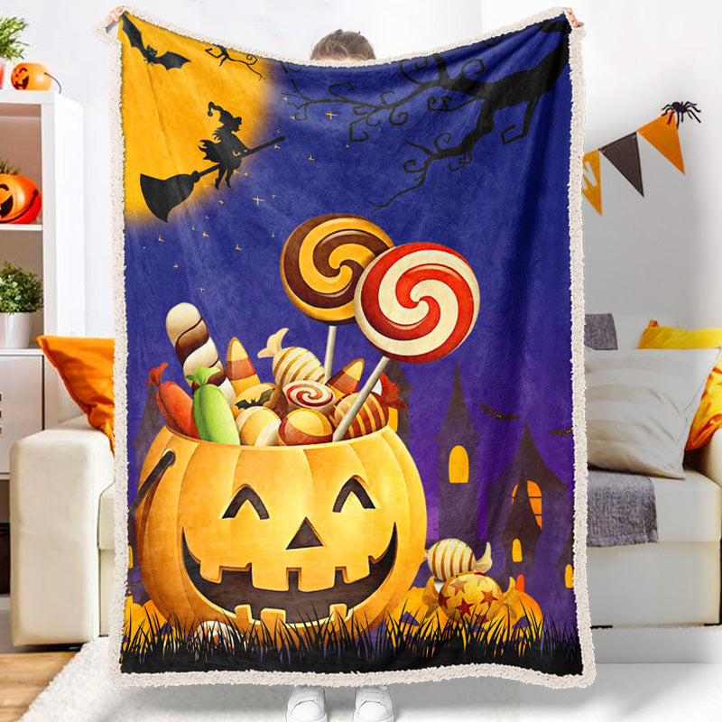 Halloween Pumpkin Filled With Candy Halloween Blanket
