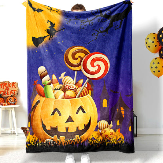 Halloween Pumpkin Filled With Candy Halloween Blanket