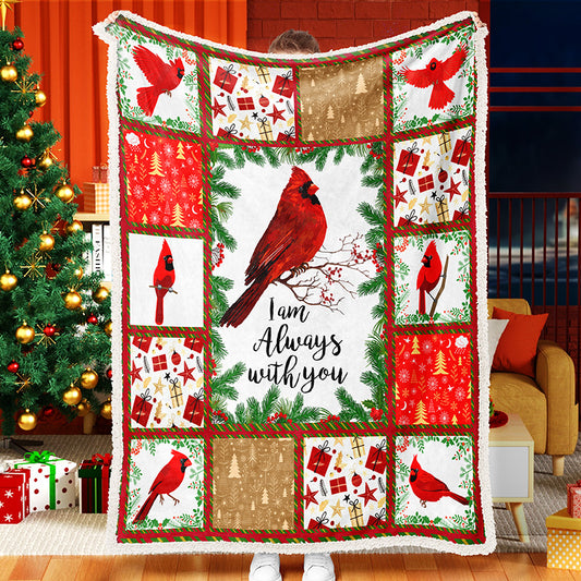 Cardinal Red Celebrates Christmas  Christmas Gift Fleece Sherpa Blanket