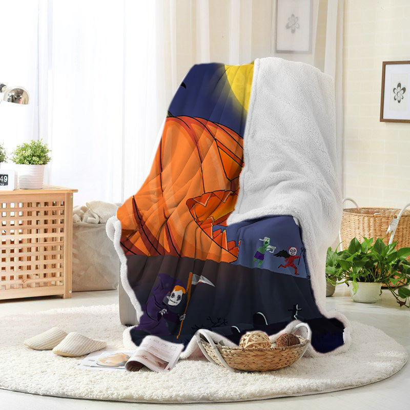 Halloween Giant Pumpkin Ghost Full Moon Halloween Blanket